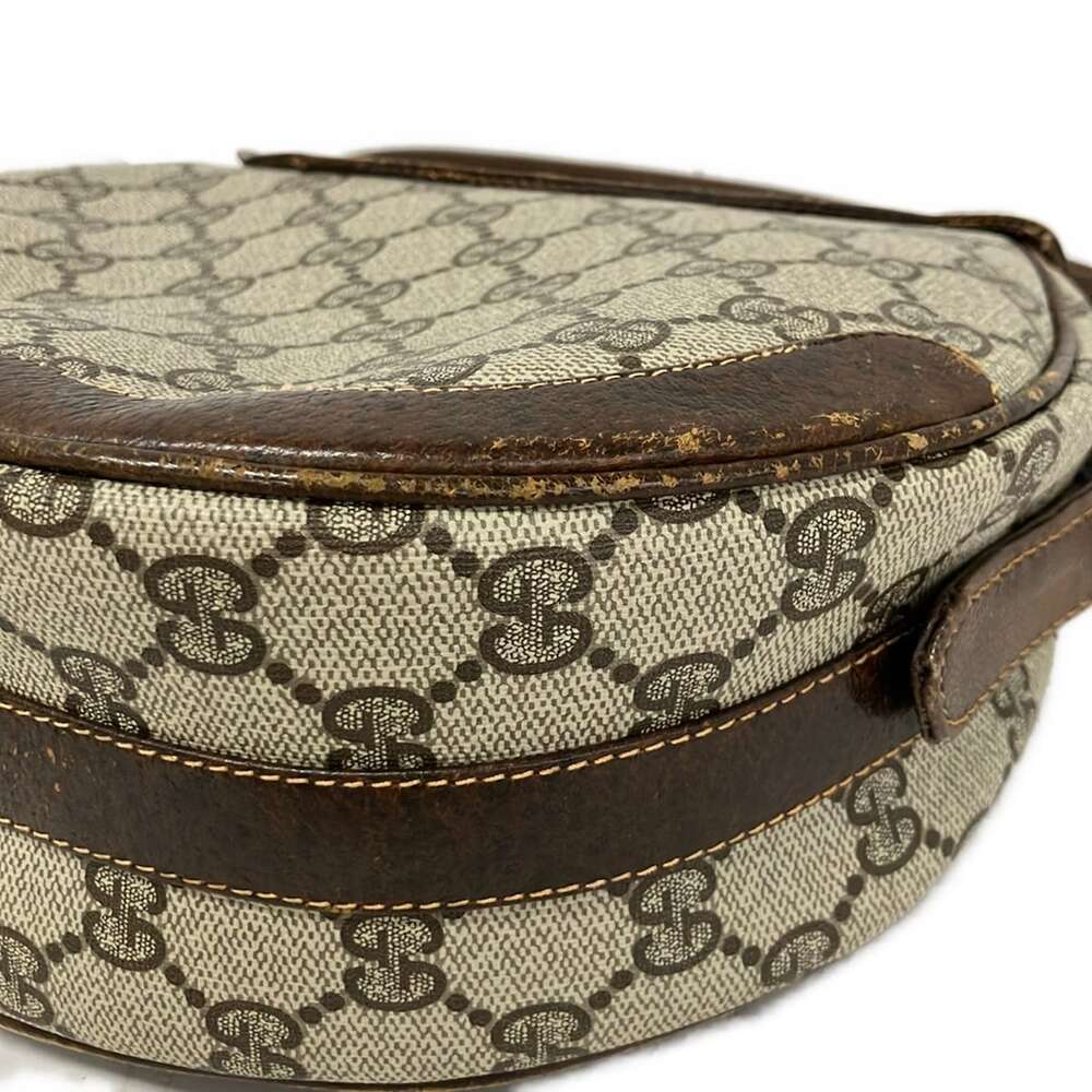 Gucci Old Gucci, GG Plus, GG Supreme Shoulder Bag Gray Beige Dark Brown PVC - Picture 6 of 9